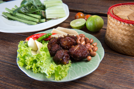 Pork ribs marinated with garlic sauce Made in Thailandの写真素材