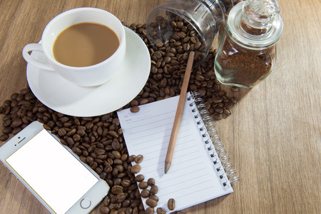 coffee cup and coffee beansの写真素材