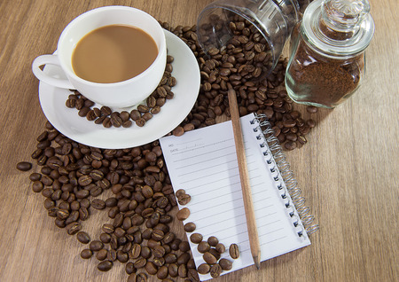 coffee cup and coffee beansの写真素材