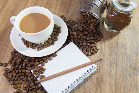 coffee cup and coffee beansの写真素材