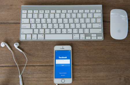 CHIANG MAI, THAILAND - June 22, 2015: Facebook is an online social networking service founded in February 2004 by Mark Zuckerberg with his college roommates and is now a fortune 500 companyのeditorial素材