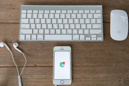 CHIANGMAI, THAILAND -June  22, 2015:Google Maps for Mobile 2.0 was released. Its location service can work with or without a GPS receiver.のeditorial素材
