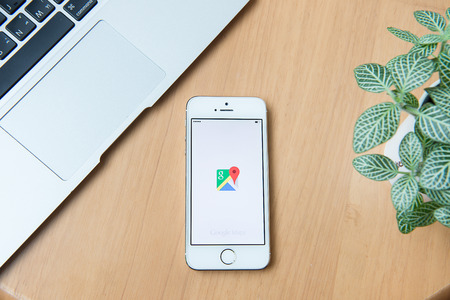 CHIANGMAI, THAILAND -June 24, 2015:Google Maps for Mobile 2.0 was released. Its location service can work with or without a GPS receiver.のeditorial素材