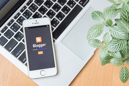 CHIANGMAI,THAILAND - JUNE 24, 2015: Blogger is a free weblog publishing tool from Google, for sharing text, photos and video.のeditorial素材
