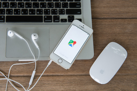 CHIANGMAI, THAILAND -June  22, 2015:Google Maps for Mobile 2.0 was released. Its location service can work with or without a GPS receiver.のeditorial素材