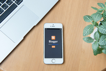 CHIANGMAI,THAILAND - JUNE 24, 2015: Blogger is a free weblog publishing tool from Google, for sharing text, photos and video.のeditorial素材