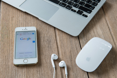 CHIANGMAI, THAILAND - June 22, 2015:Google is an American multinational corporation specializing in Internet-related services and products. Most of its profits are derived from AdWords.のeditorial素材