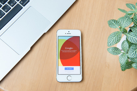 CHIANGMAI, THAILAND -JUNE 24, 2015:iPhone opened to Ebay homepage. Ebay, an online auction and shopping site, was founded in 1995.のeditorial素材