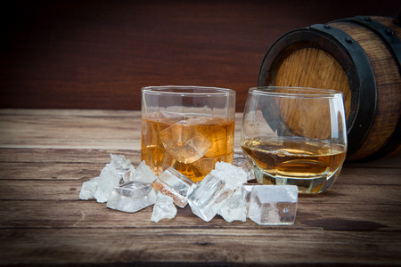 Alcohol in large round glass, Whiskey, Brandy, Cognacの写真素材