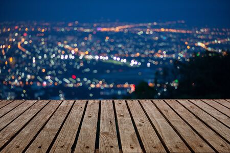 Blurred focus of big city in night time, cityscape, Bokeh of the city at night.の写真素材
