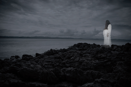 Ghost pregnant , Horror scene of scary woman's ghostの写真素材