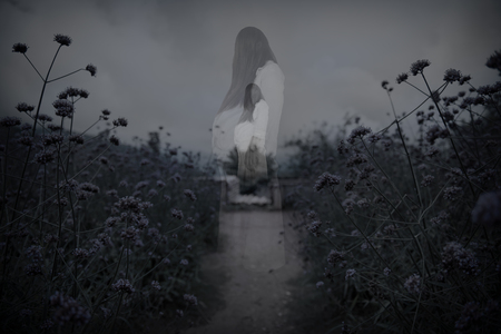 Ghost pregnant , Horror scene of scary woman's ghostの写真素材