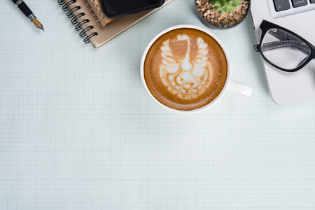 White office desk table with of architect, Top view with copy spaceの写真素材
