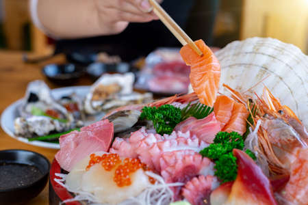 Sashimi salmon food japan that is delicious and beautifulの写真素材