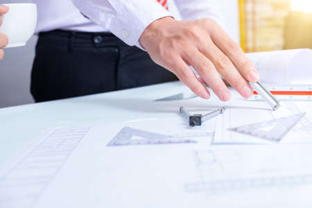 business project teamwork plan  new start-up project, Finance managers meeting, Digital tablet docking screen computer design smartphone using, in morning light.の写真素材