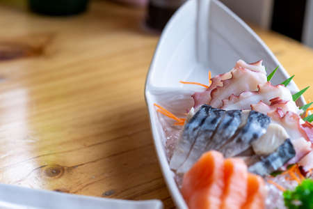 fresh sashimi combo of japan asianの写真素材