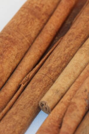cinnamon sticks parallel lit with warm lightの写真素材