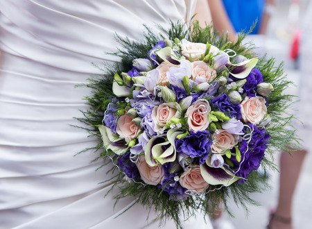 Bridal bouquet with colorful flowersの写真素材