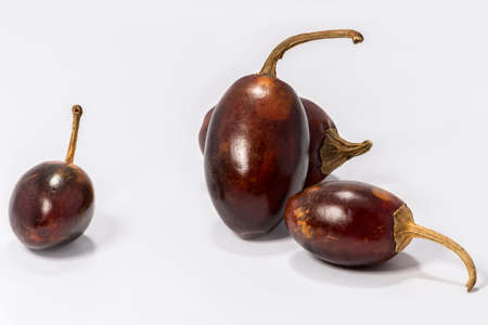 Dried bell pepper type on white background. widely used in Mexicoの写真素材