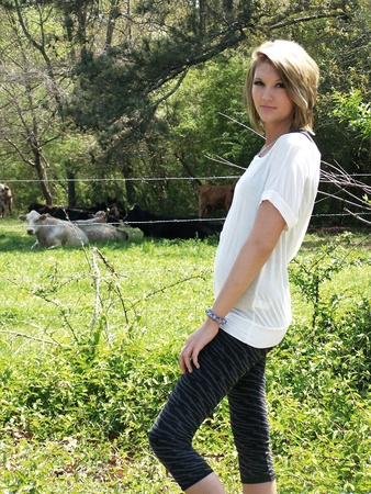 Girl in Pastureの写真素材