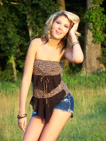 Woman in Leopard Printの写真素材