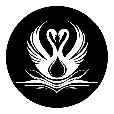 Black and white swan silhouette vector illustration.のイラスト素材