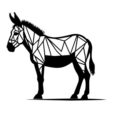 Illustration of a mule silhouette isolated on a white background.のイラスト素材