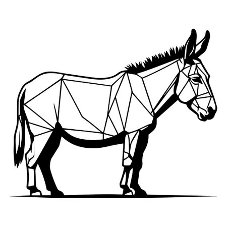 Illustration of a donkey in a polygonal style on a white background.のイラスト素材