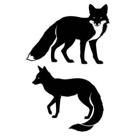 Silhouette of a fox on a white background. Vector illustrationのイラスト素材