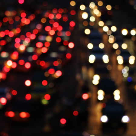 blured lights from bangkok night traffic 