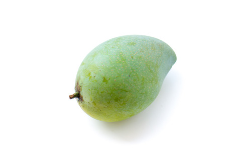 tropical green mango on white background