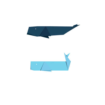 Origami whale. Paper Art. vector Illustrationのイラスト素材