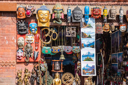 KATHMANDU, NEPAL - JAN 25, 2020:A bunch of items that are on display in a storeのeditorial素材