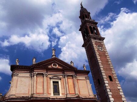 Cathedral and bell tower, Lendinaraの写真素材