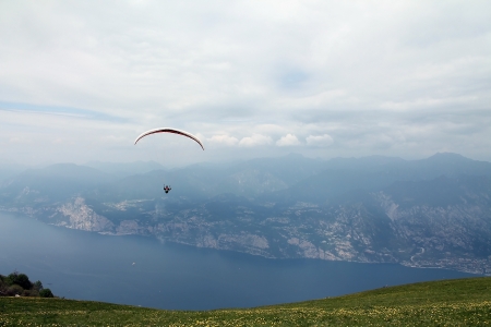 paraglider in flightの写真素材