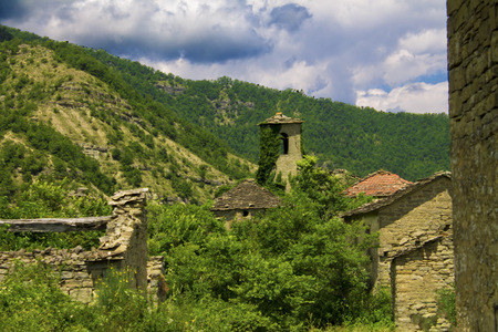 the abandoned village in the mountains , Italyの写真素材