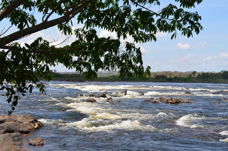 View of the river in the Llovizna natural park, located in Venezuela, Ciudad Guayana, BolÃ­var State.の写真素材