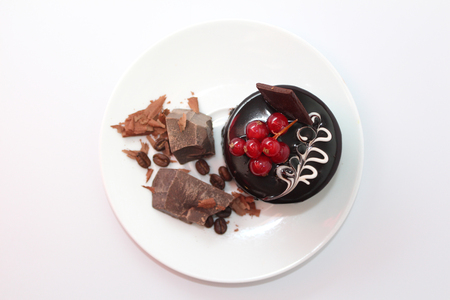 Chocolate cake is a cake flavored with melted chocolate and/or cocoa powder.の写真素材