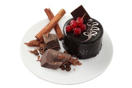 Chocolate cake is a cake flavored with melted chocolate and/or cocoa powder.の写真素材