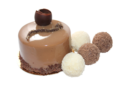 Chocolate cake is a cake flavored with melted chocolate and/or cocoa powder.の写真素材