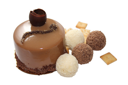Chocolate cake is a cake flavored with melted chocolate and/or cocoa powder.の写真素材