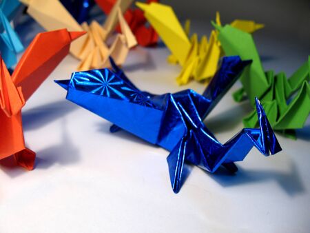 Origami traditional Japanese art make figur from paperの写真素材