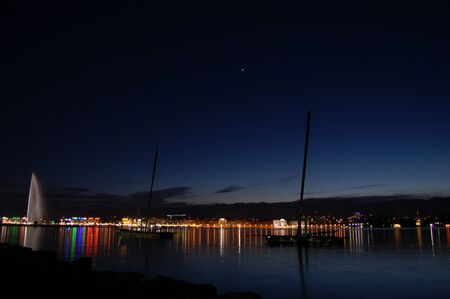 Geneva at night - Geneva, Switzerlandの写真素材