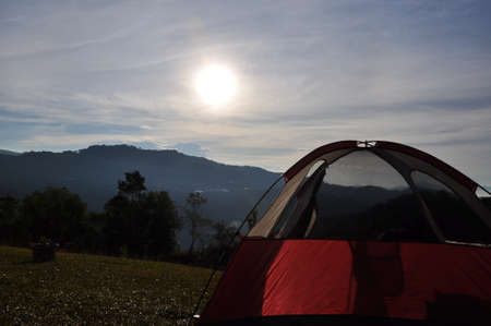 camp site morning viewの写真素材