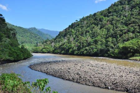 nature river and mountain viewの写真素材