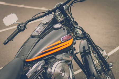 BREDA, NETHERLANDS - AUGUST 26 2018: Motors are shining at a Dutch motor event especially for the scrambler enthusiastsのeditorial素材