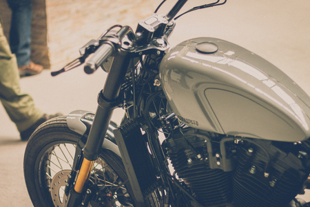 BREDA, NETHERLANDS - AUGUST 26 2018: Motors are shining at a Dutch motor event especially for the scrambler enthusiastsのeditorial素材