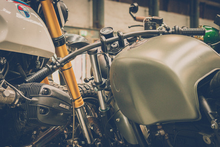 BREDA, NETHERLANDS - AUGUST 26 2018: Motors are shining at a Dutch motor event especially for the scrambler enthusiastsのeditorial素材