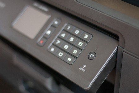 DE LIER, NETHERLANDS - AUGUST 28 2018: Close up of a  printer control panelのeditorial素材