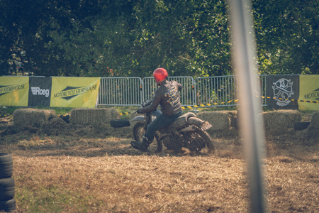 ROTTERDAM, NETHERLANDS - SEPTEMBER 2 2018: Motorcyclists having fun at Dutch dirt track motorcycle event "Rotterdam Dirt Ride"のeditorial素材